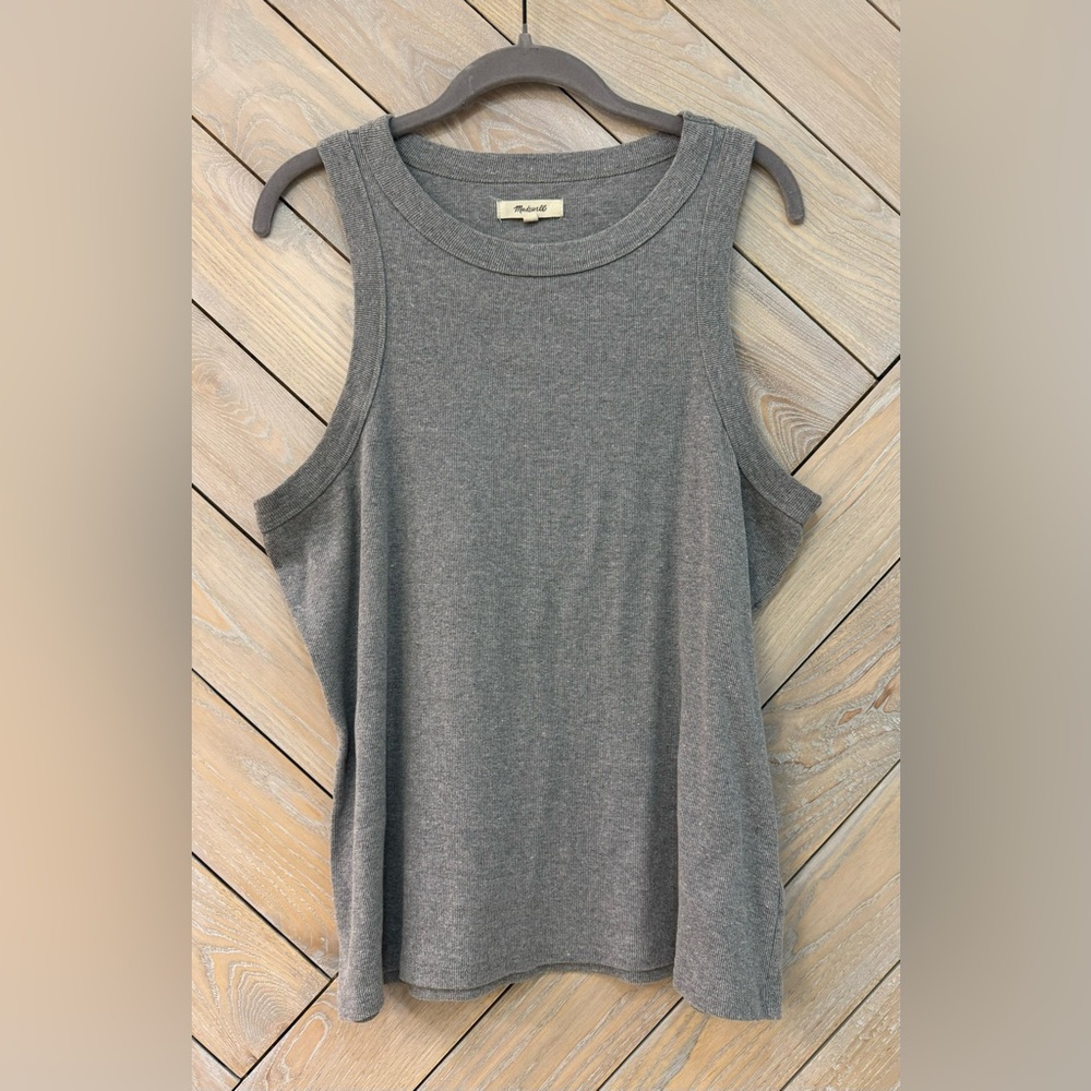 Madewell | Brightside Rib Cutaway Muscle Tank | Heather Gray | XXL